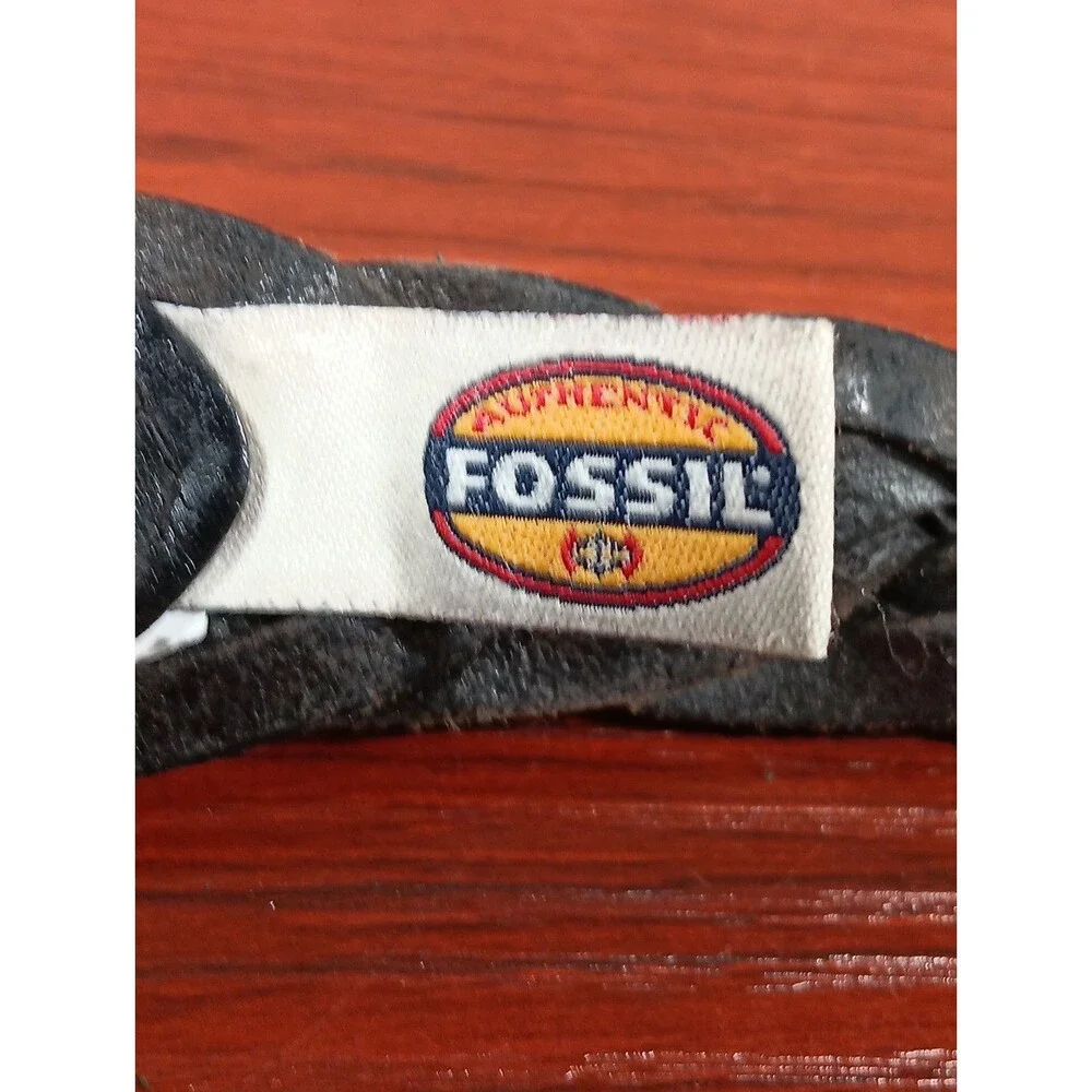 Vintage Fossil 54 Genuine Classic Braided Leather Belt Size 40 Black EUC